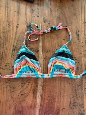 Roxy Triangle Bikini Top in Bright Multi Colors